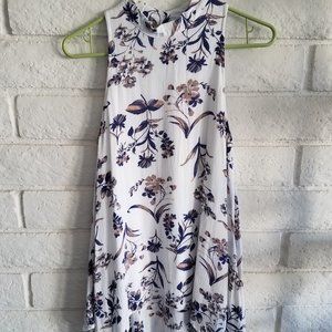 Womens Floral Mock Neck Swing Tank Dress Sz XS
